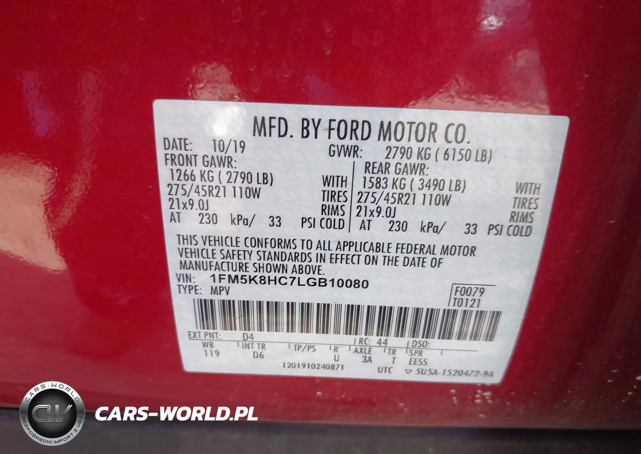 2020 Ford Explorer Platinum VIN:1FM5K8HC7LGB10080 - 9