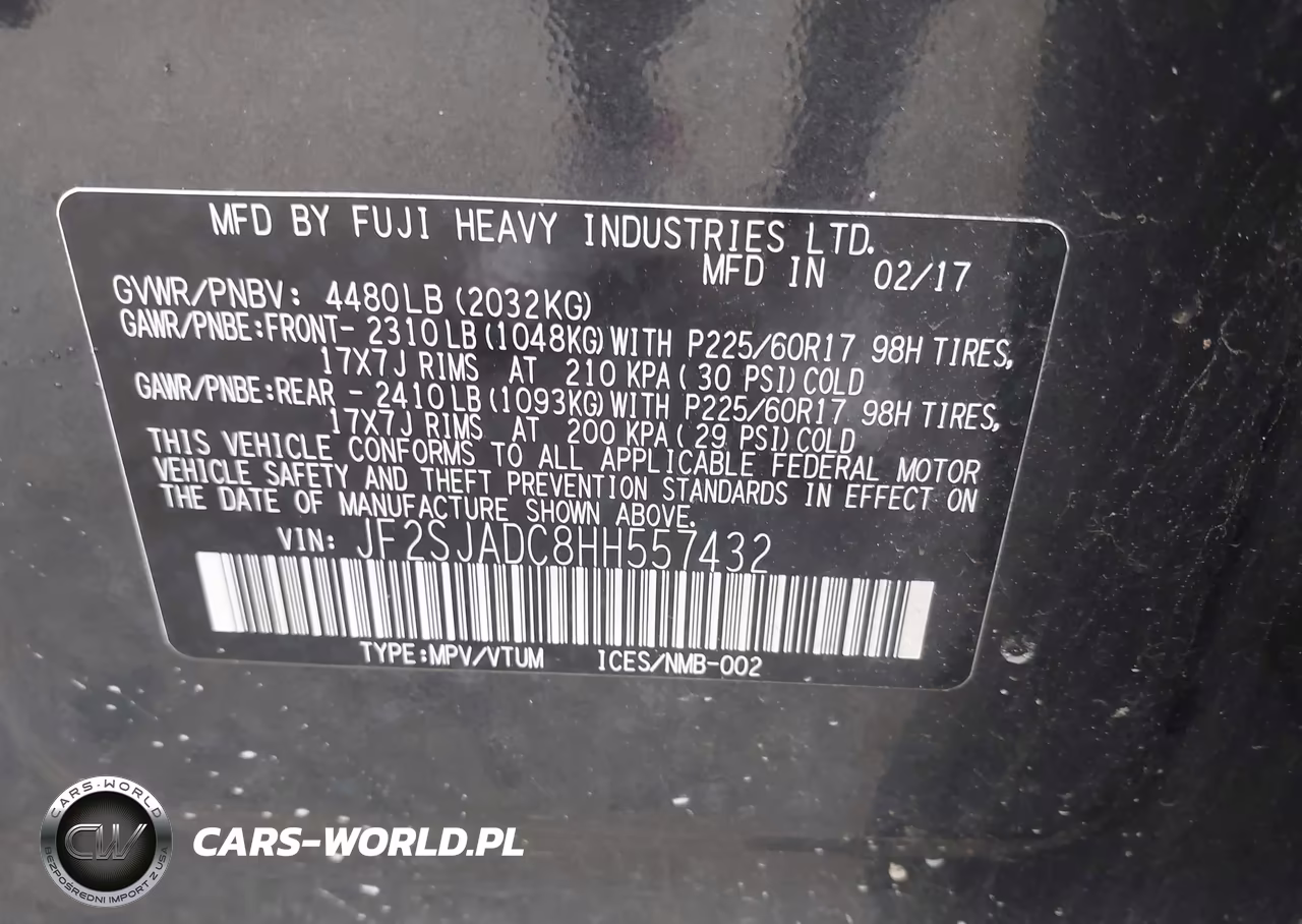 2017 Subaru Forester 2.5I Premium VIN:JF2SJADC8HH557432 - 9