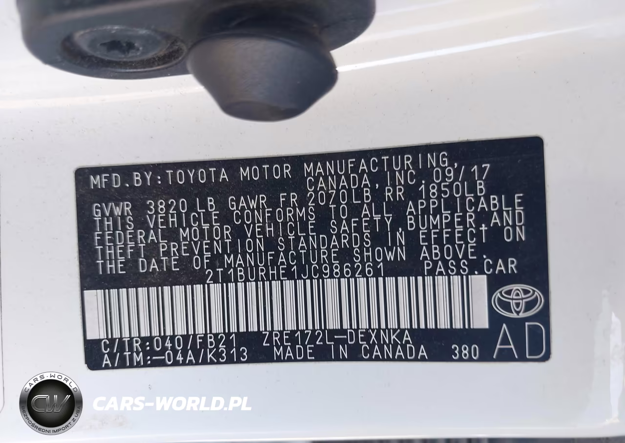 2018 Toyota Corolla Le VIN:2T1BURHE1JC986261 - 9