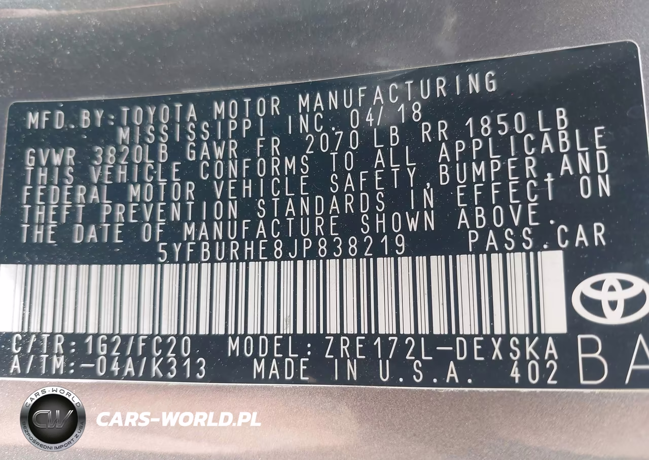 2018 Toyota Corolla Se VIN:5YFBURHE8JP838219 - 9