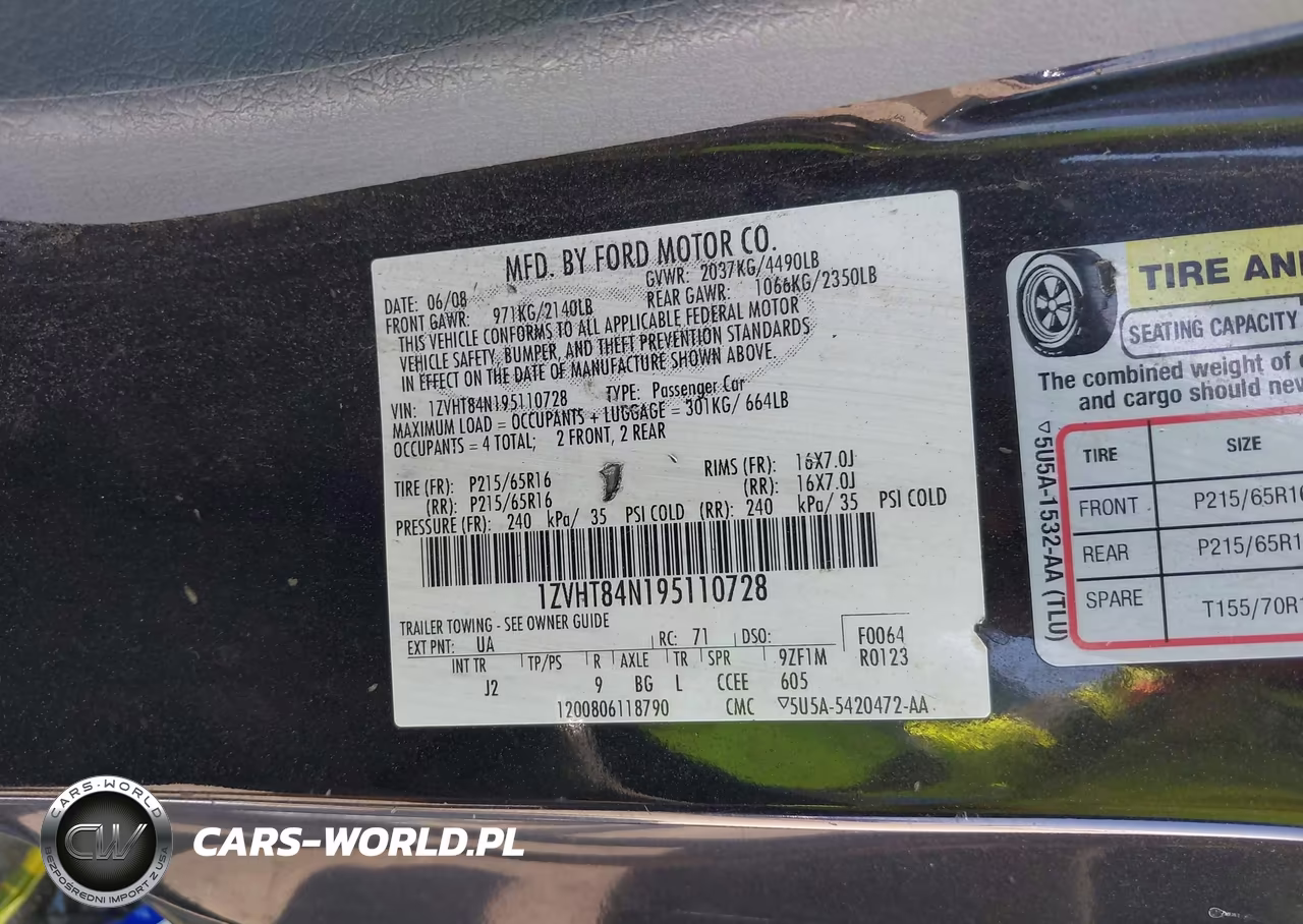 2009 Ford Mustang V6-V6 Premium VIN:1ZVHT84N195110728 - 9