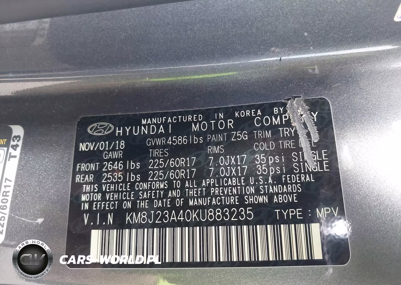2019 Hyundai Tucson Se VIN:KM8J23A40KU883235 - 9