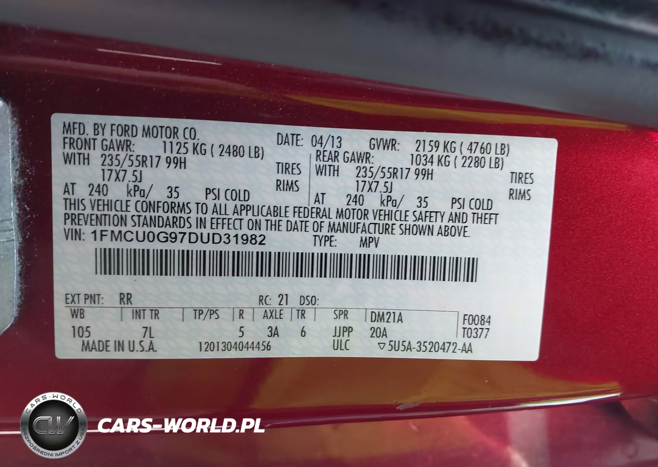 2013 Ford Escape Se VIN:1FMCU0G97DUD31982 - 9