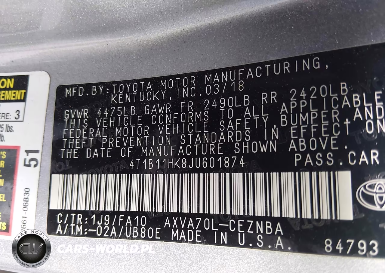 2018 Toyota Camry Le VIN:4T1B11HK8JU601874 - 9