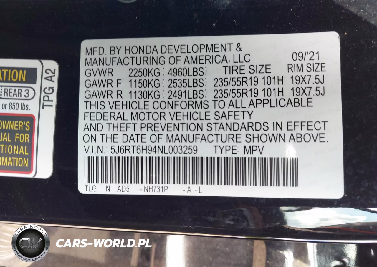 2022 Honda Cr-V Hybrid Touring VIN:5J6RT6H94NL003259 - 9
