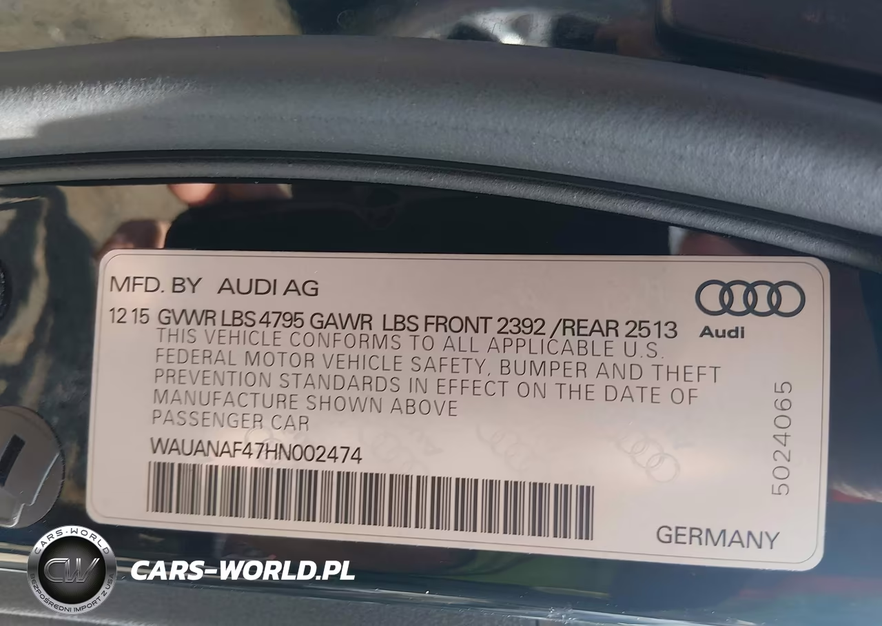 2017 Audi A4 Premium VIN:WAUANAF47HN002474 - 9