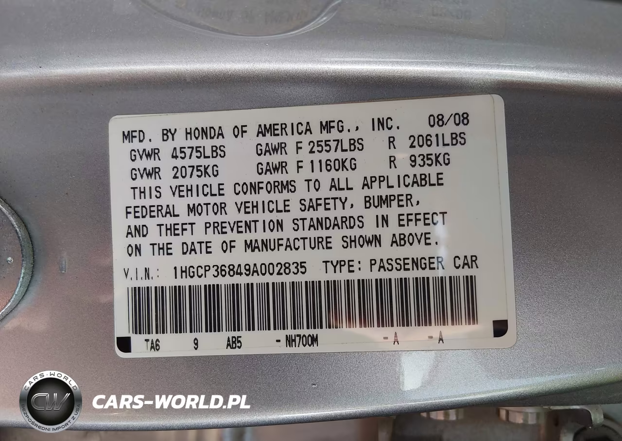 2009 Honda Accord 3.5 Ex-L VIN:1HGCP36849A002835 - 9