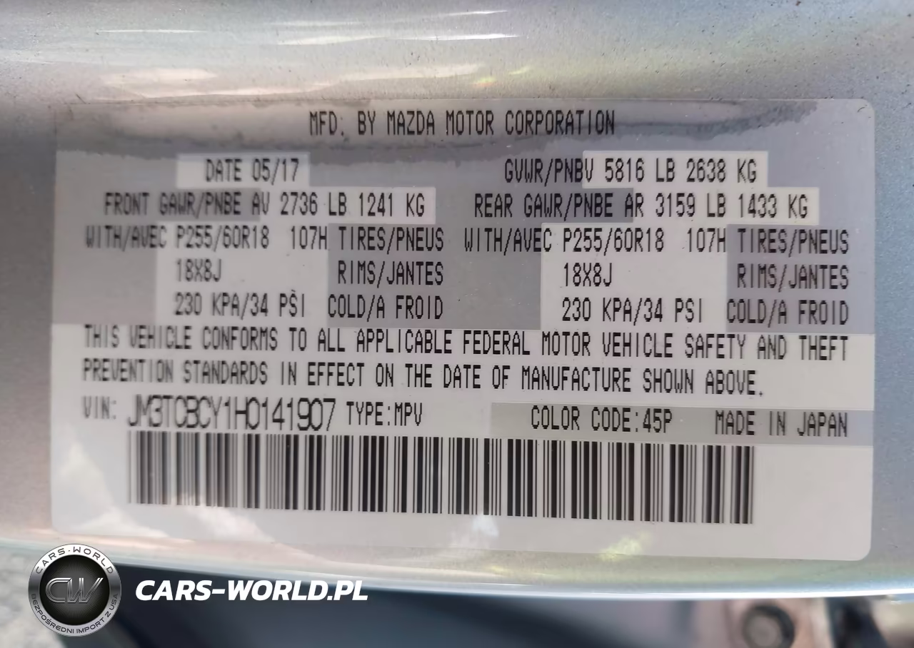 2017 Mazda Cx-9 Touring VIN:JM3TCBCY1H0141907 - 9