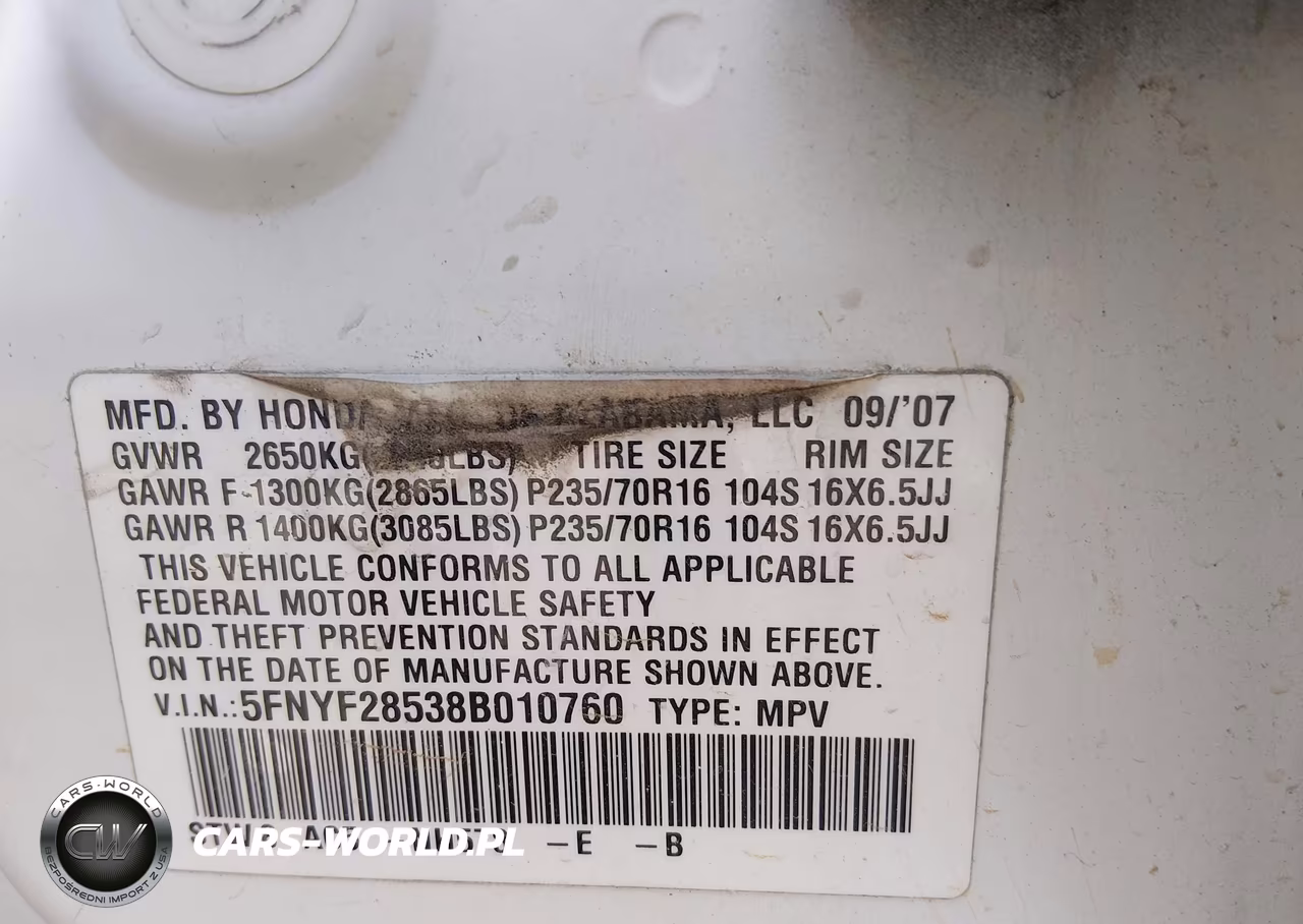 2008 Honda Pilot Ex-L VIN:5FNYF28538B010760 - 9