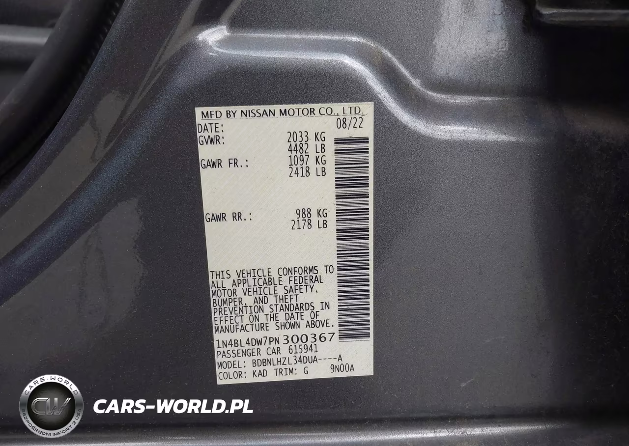 2023 Nissan Altima Sv Intelligent Awd VIN:1N4BL4DW7PN300367 - 9