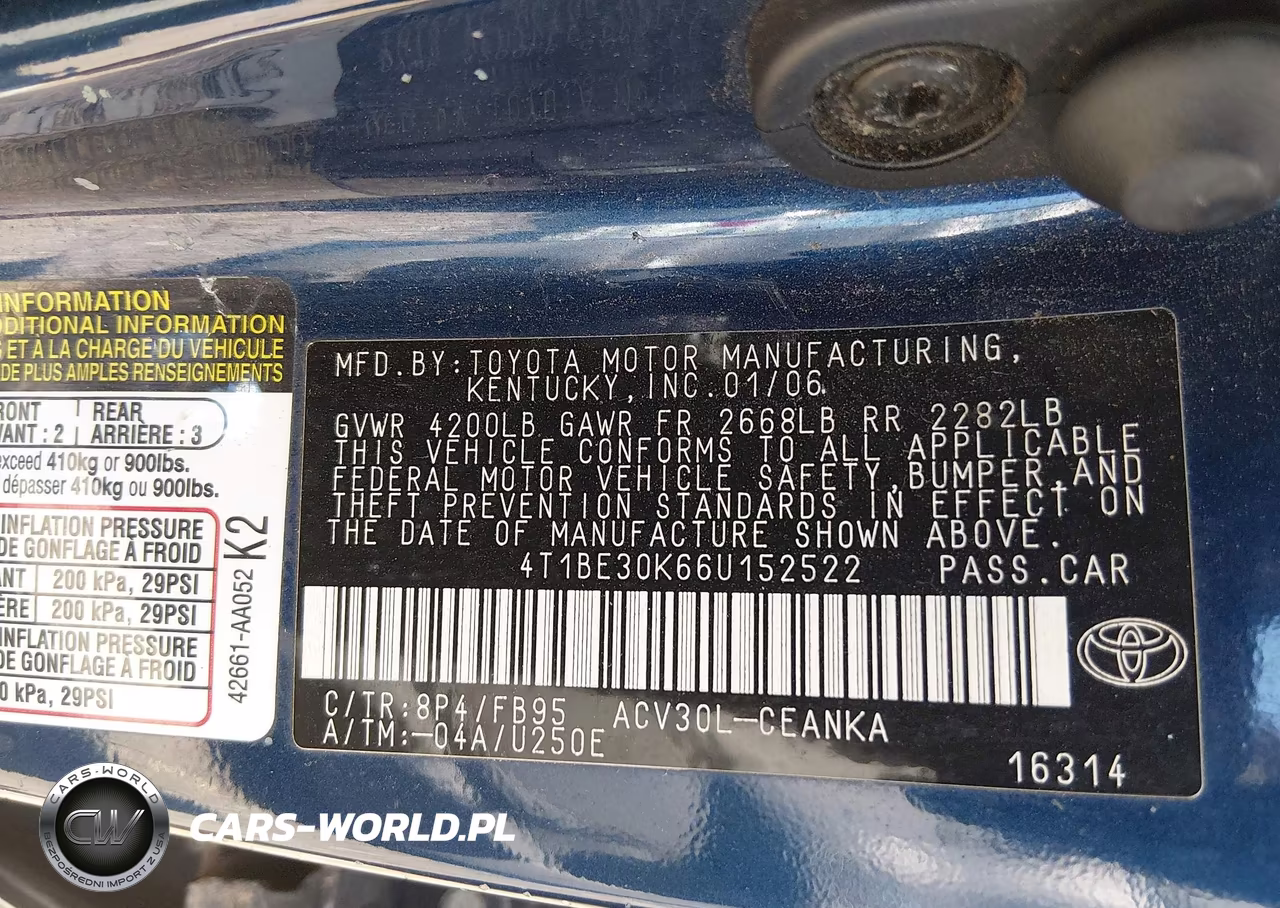 2006 Toyota Camry Le VIN:4T1BE30K66U152522 - 9