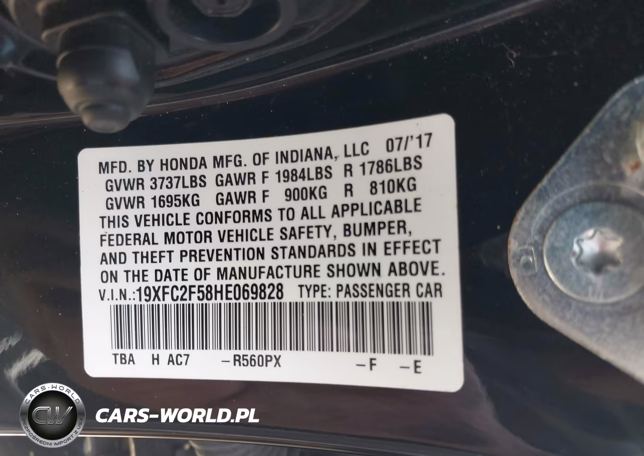 2017 Honda Civic Lx VIN:19XFC2F58HE069828 - 9