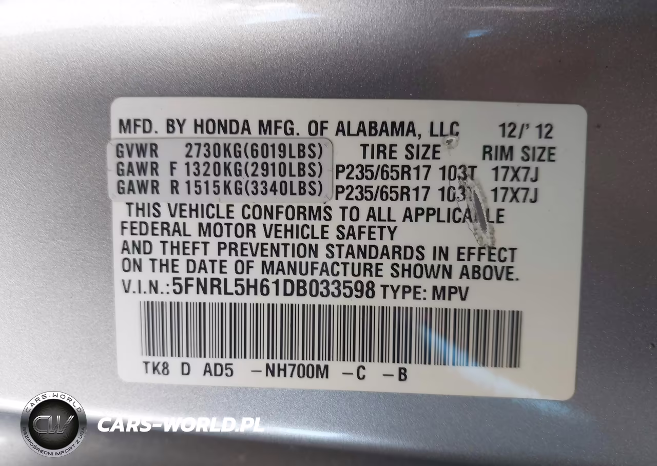 2013 Honda Odyssey Ex-L VIN:5FNRL5H61DB033598 - 9