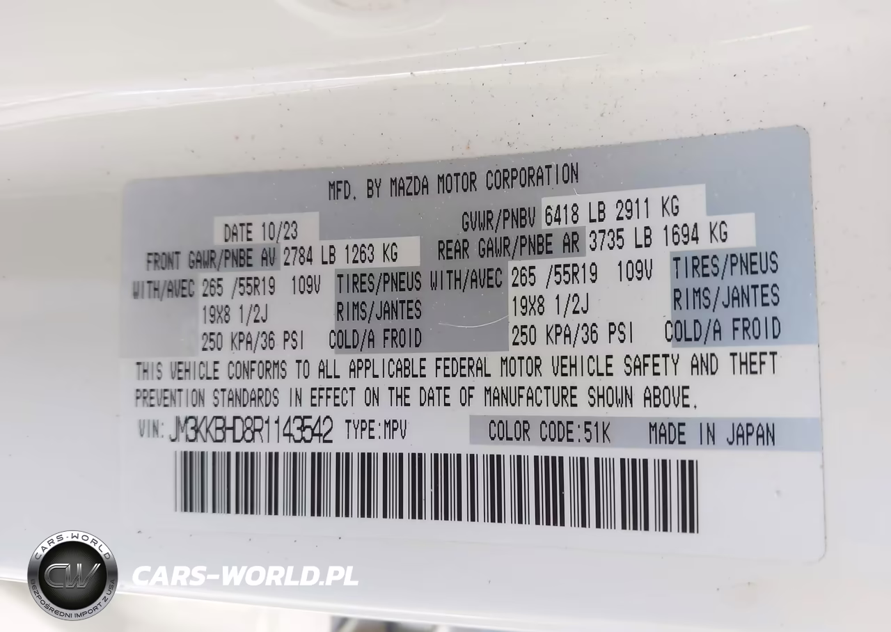 2024 Mazda Cx-90 3.3 Turbo Preferred VIN:JM3KKBHD8R1143542 - 9