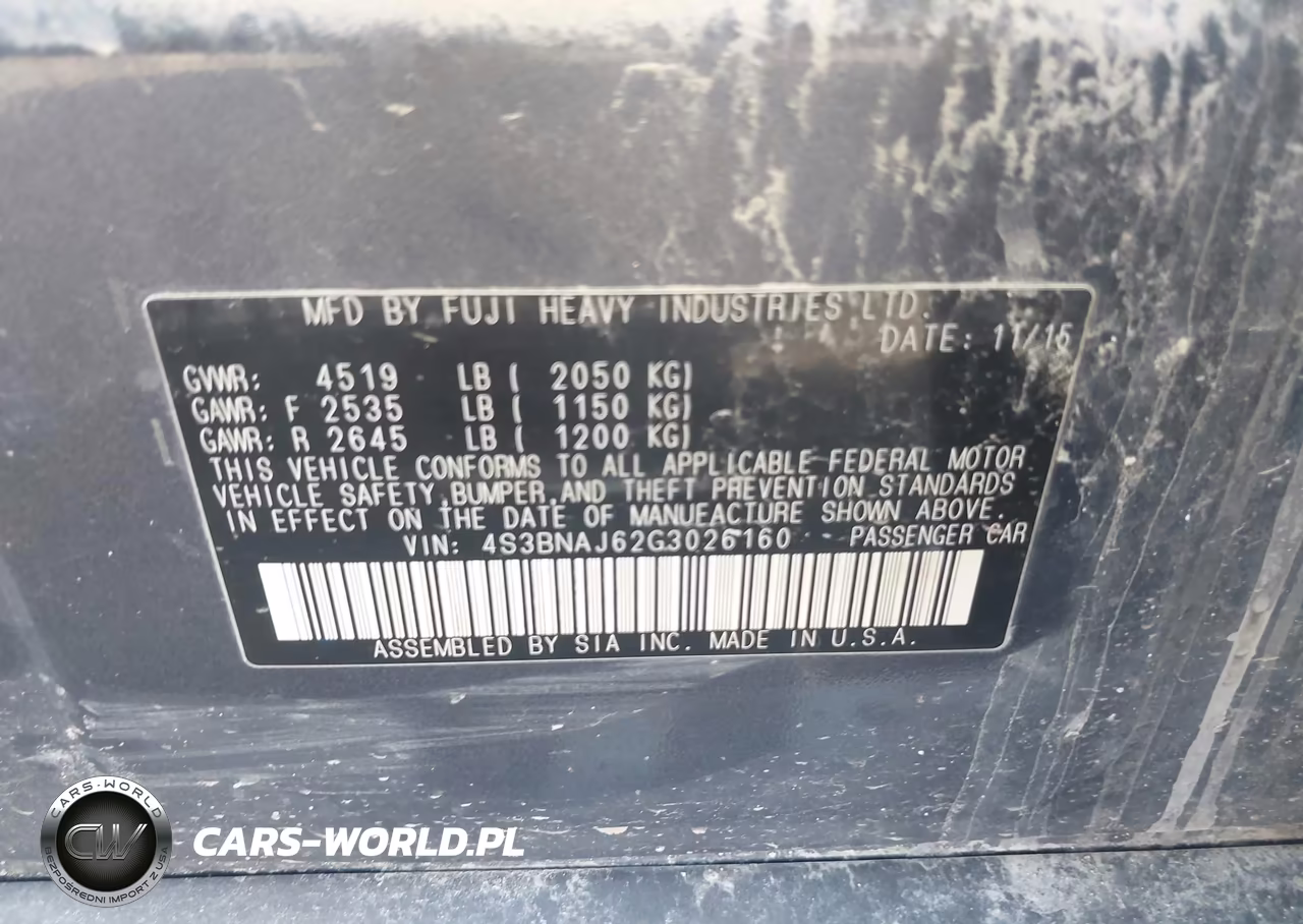 2016 Subaru Legacy 2.5I Limited VIN:4S3BNAJ62G3026160 - 9