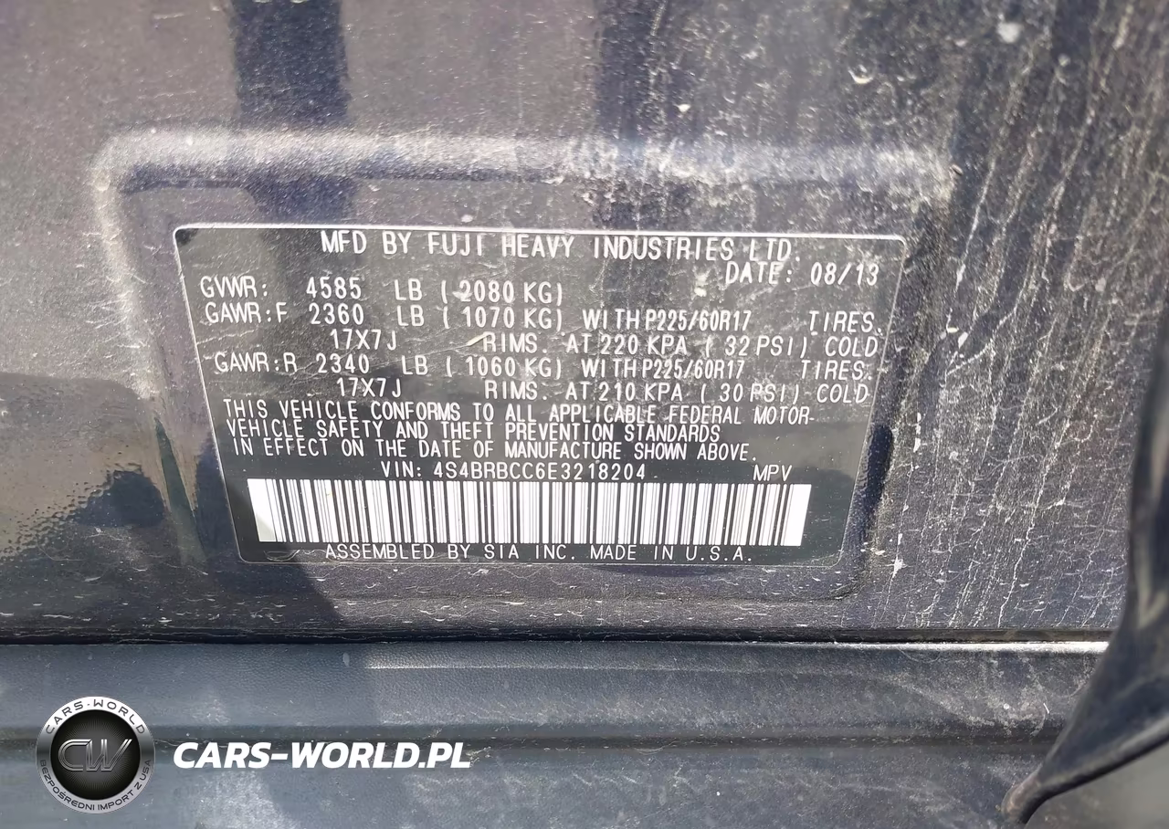 2014 Subaru Outback 2.5I Premium VIN:4S4BRBCC6E3218204 - 9