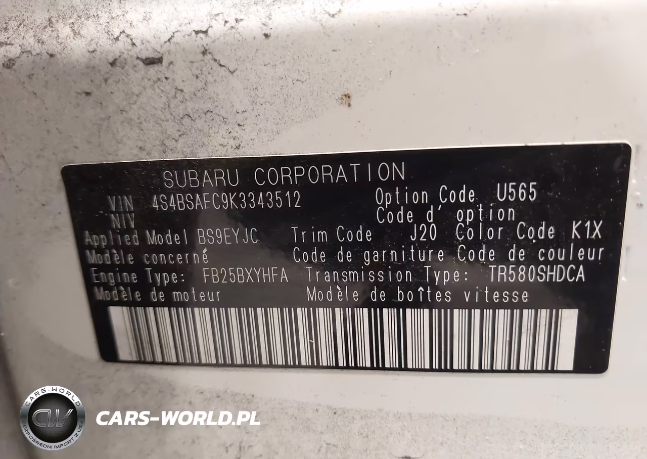 2019 Subaru Outback 2.5I Premium VIN:4S4BSAFC9K3343512 - 9