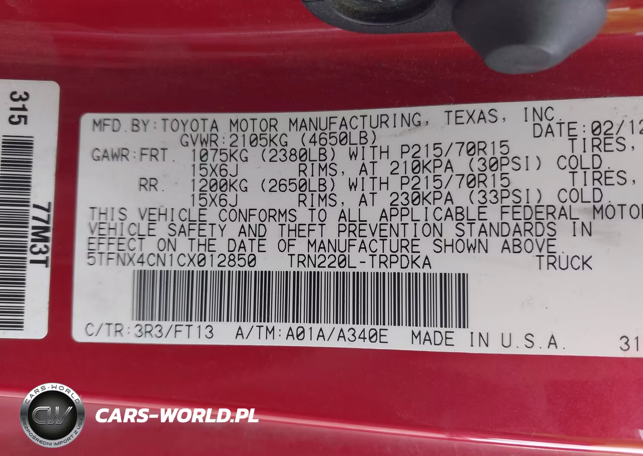 2012 Toyota Tacoma VIN:5TFNX4CN1CX012850 - 9