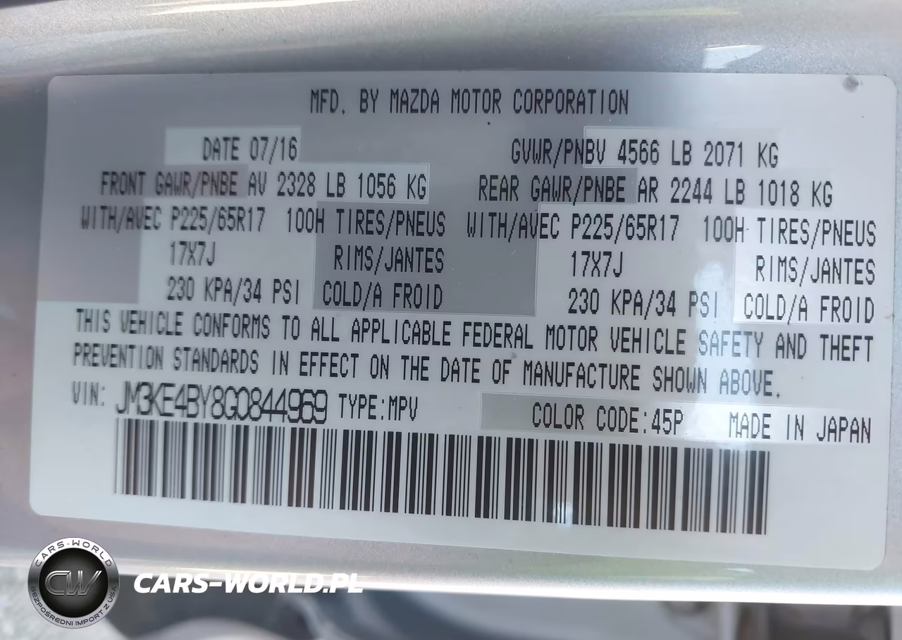 2016 Mazda Cx-5 Sport VIN:JM3KE4BY8G0844969 - 9