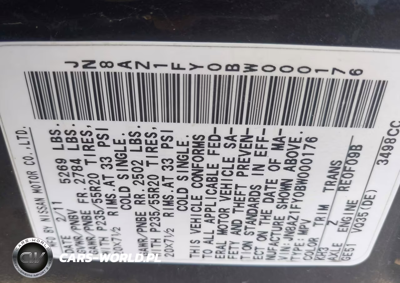 2011 Nissan Murano Crosscabriolet VIN:JN8AZ1FY0BW000176 - 9