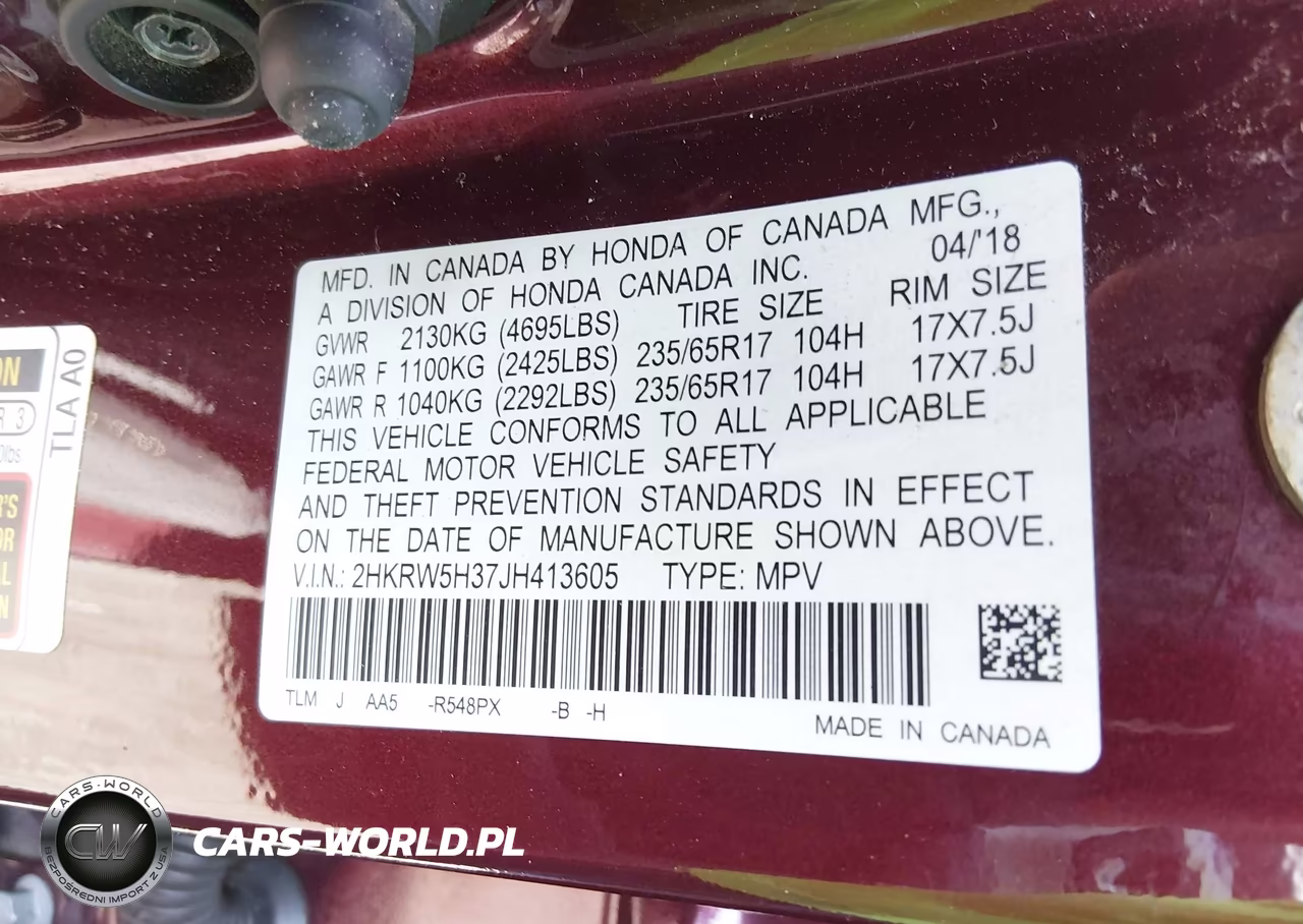 2018 Honda Cr-V Lx VIN:2HKRW5H37JH413605 - 9