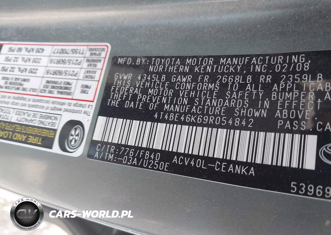 2009 Toyota Camry Le VIN:4T4BE46K69R054842 - 9