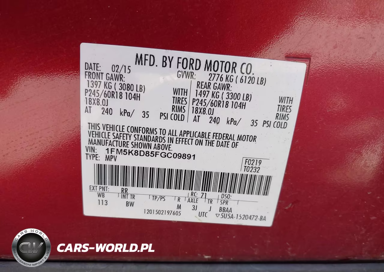 2015 Ford Explorer Xlt VIN:1FM5K8D85FGC09891 - 9