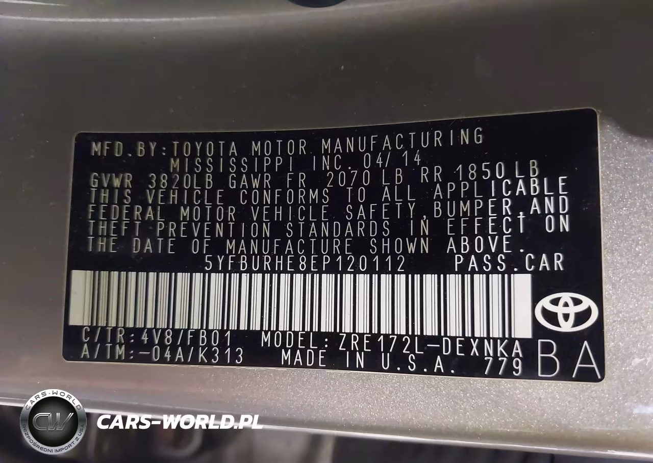 2014 Toyota Corolla Le Plus VIN:5YFBURHE8EP120112 - 9