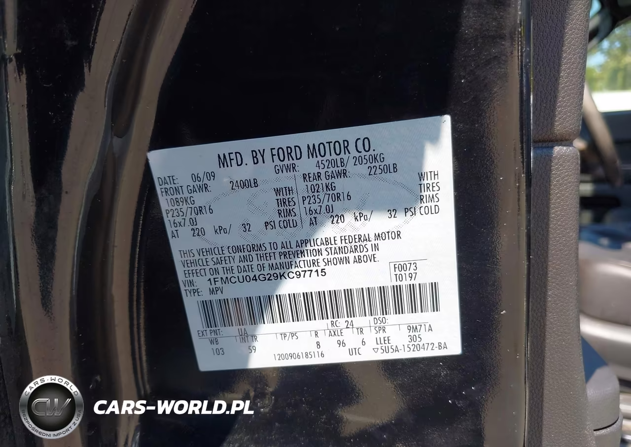 2009 Ford Escape Limited VIN:1FMCU04G29KC97715 - 9
