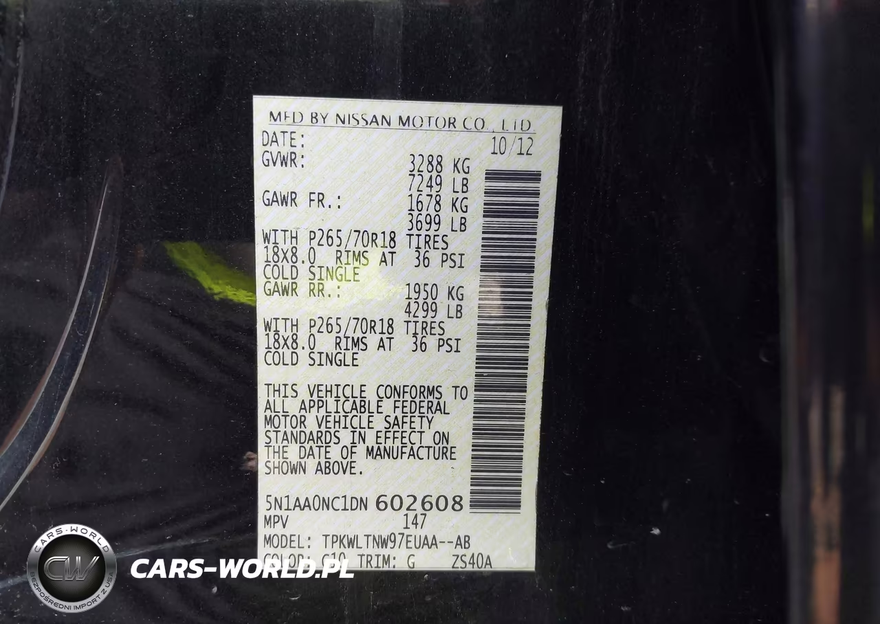 2013 NISSAN ARMADA SV VIN:5N1AA0NC1DN602608 - 9