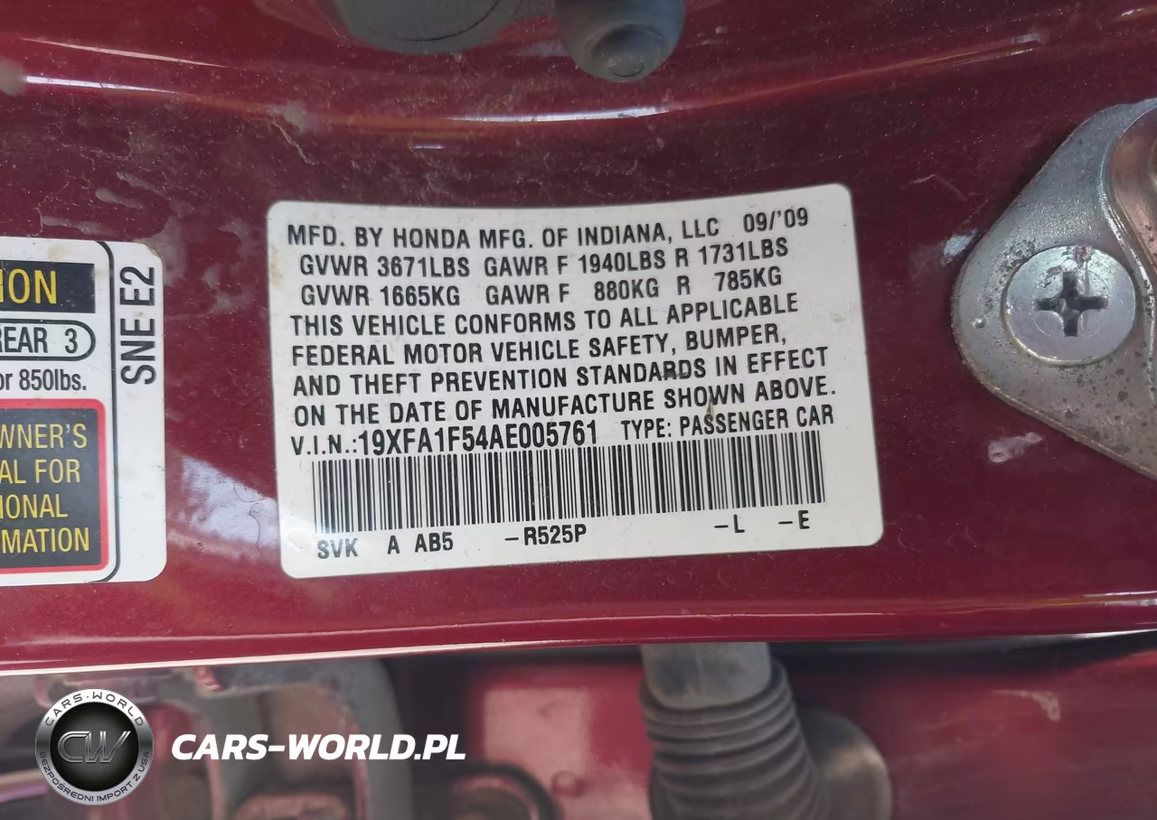 2010 Honda Civic Lx VIN:19XFA1F54AE005761 - 9
