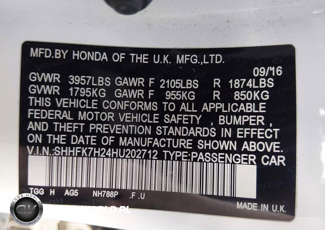 2017 Honda Civic Lx VIN:SHHFK7H24HU202712 - 9