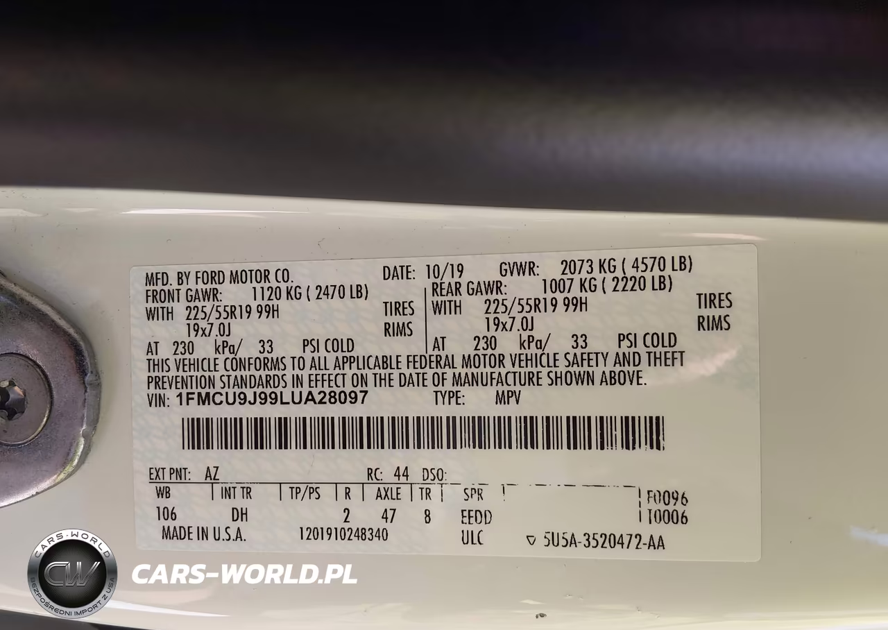 2020 Ford Escape Titanium VIN:1FMCU9J99LUA28097 - 9