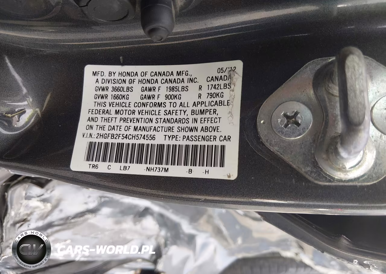2012 Honda Civic Lx VIN:2HGFB2F54CH574556 - 9