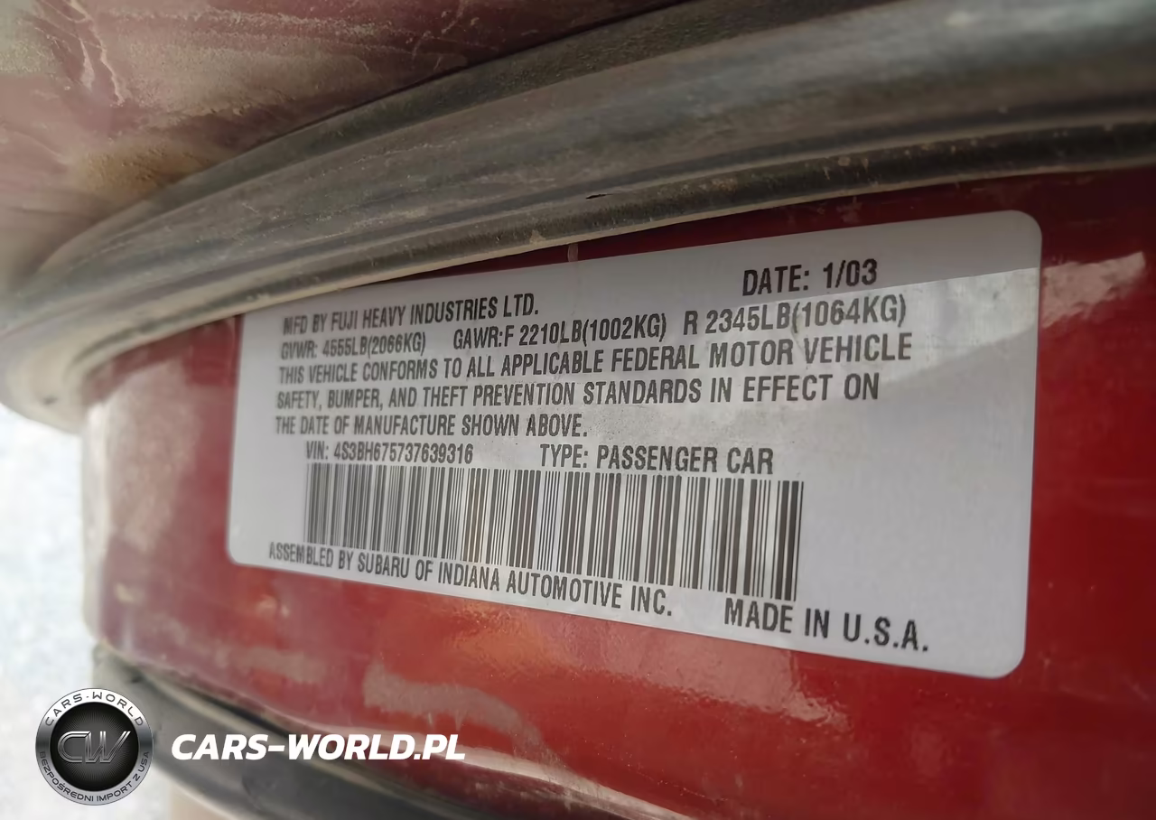 2003 Subaru Outback VIN:4S3BH675737639316 - 9