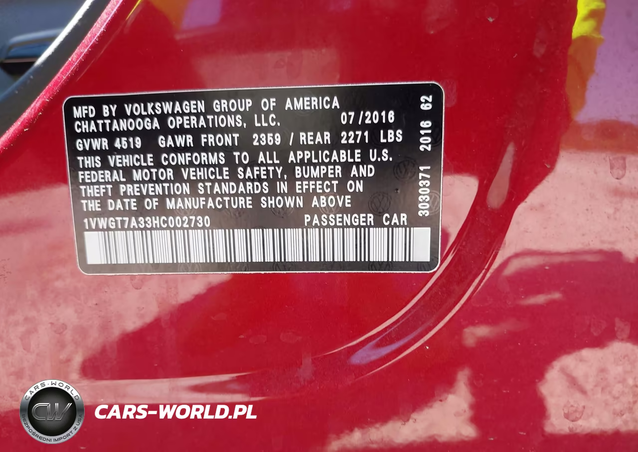 2017 Volkswagen Passat 1.8T Se VIN:1VWGT7A33HC002730 - 9