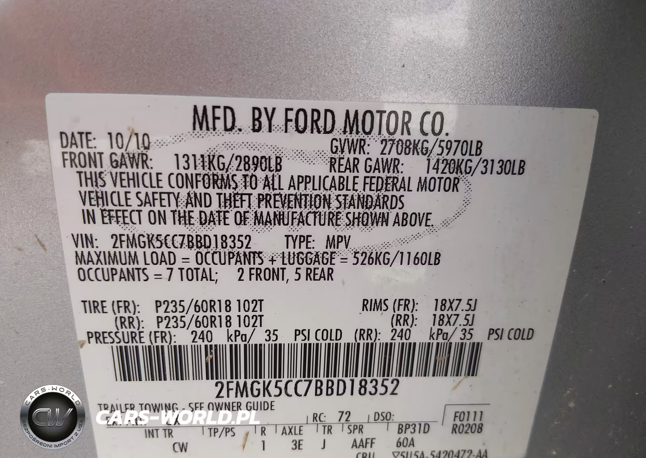 2011 Ford Flex Sel VIN:2FMGK5CC7BBD18352 - 9