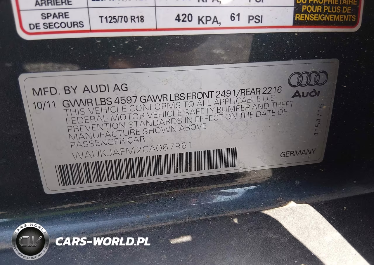 2012 Audi A3 2.0 Tdi Premium Plus VIN:WAUKJAFM2CA067961 - 9