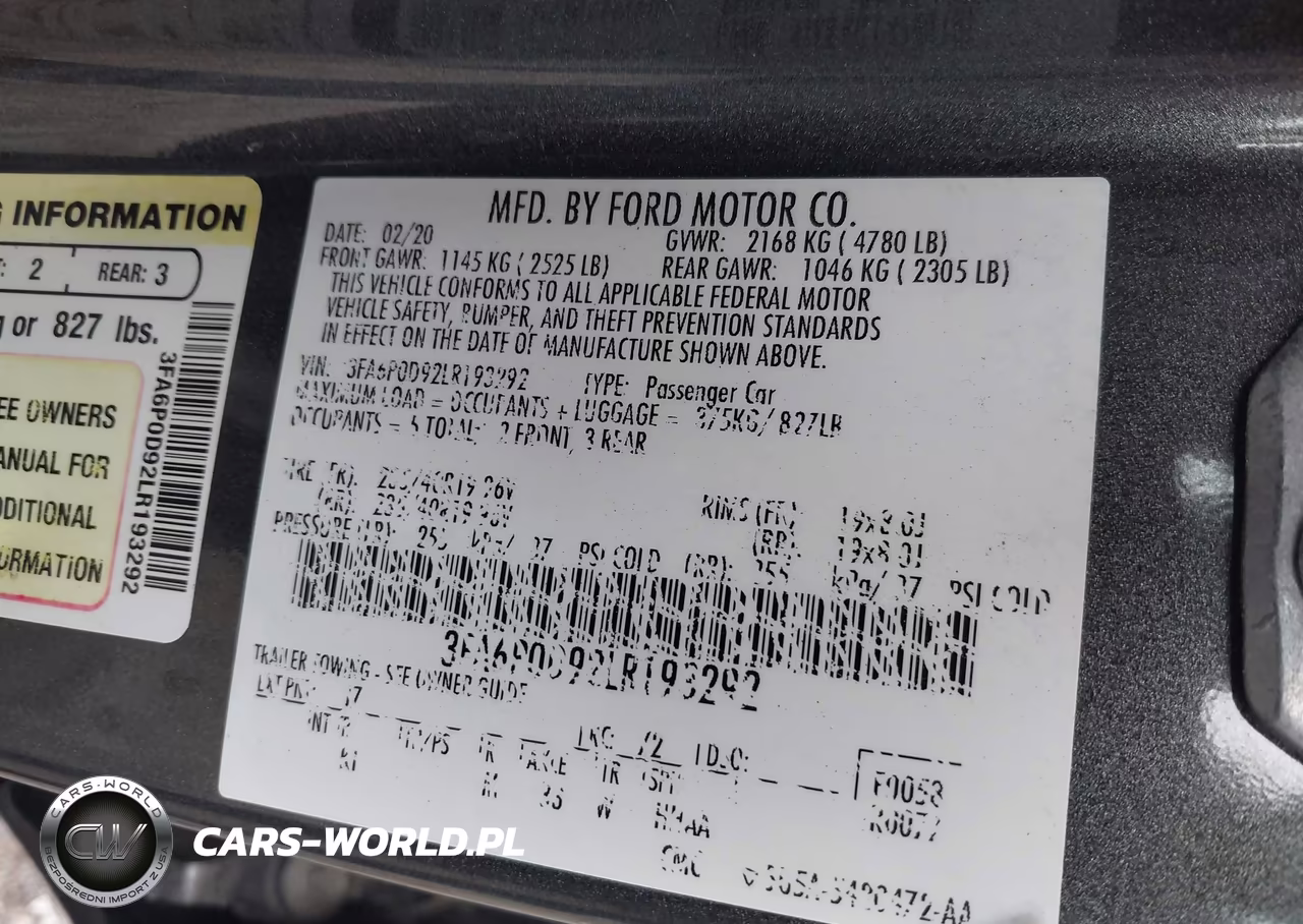 2020 Ford Fusion Titanium VIN:3FA6P0D92LR193292 - 9