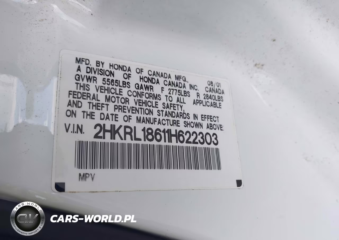 2001 Honda Odyssey Ex VIN:2HKRL18611H622303 - 9