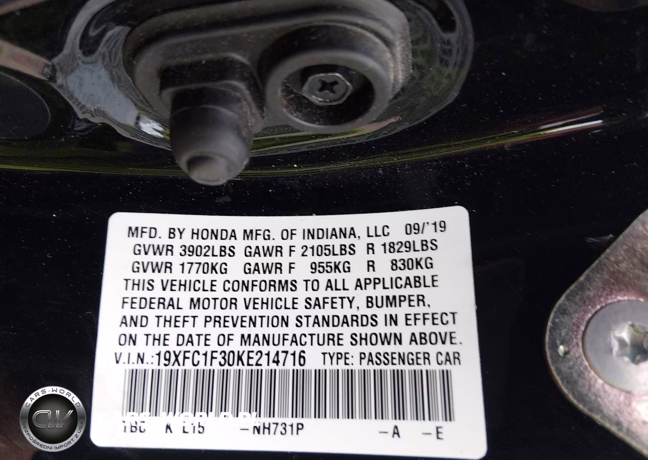 2019 Honda Civic Ex VIN:19XFC1F30KE214716 - 9