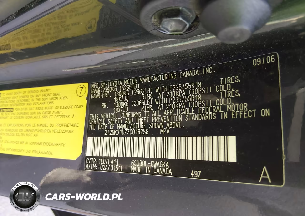 2007 Lexus Rx 350 VIN:2T2GK31U77C018258 - 9