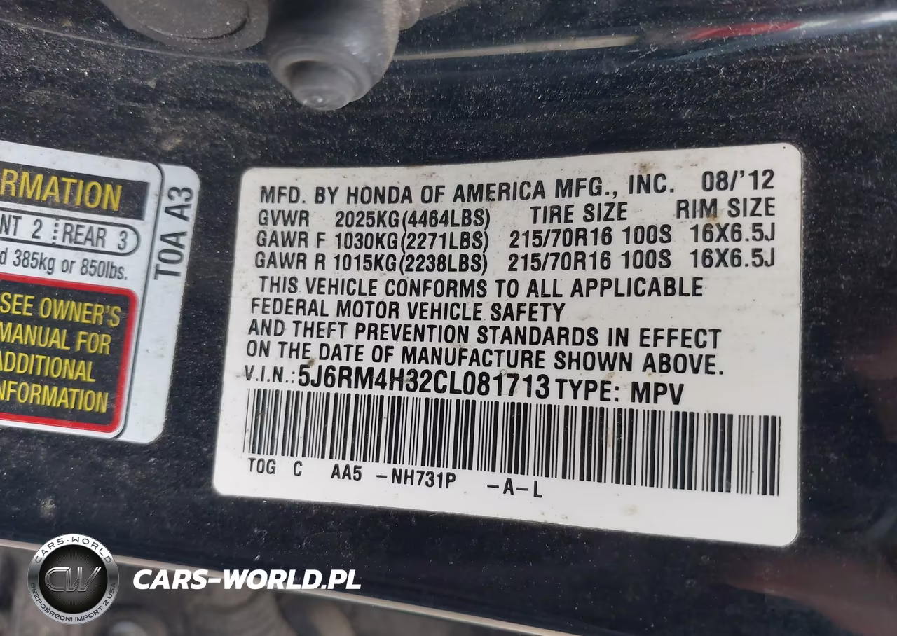 2012 Honda Cr-V Lx VIN:5J6RM4H32CL081713 - 9