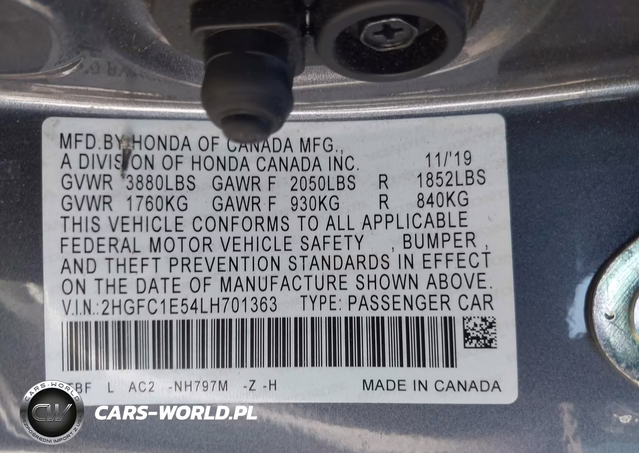 2020 Honda Civic Si Sedan VIN:2HGFC1E54LH701363 - 9