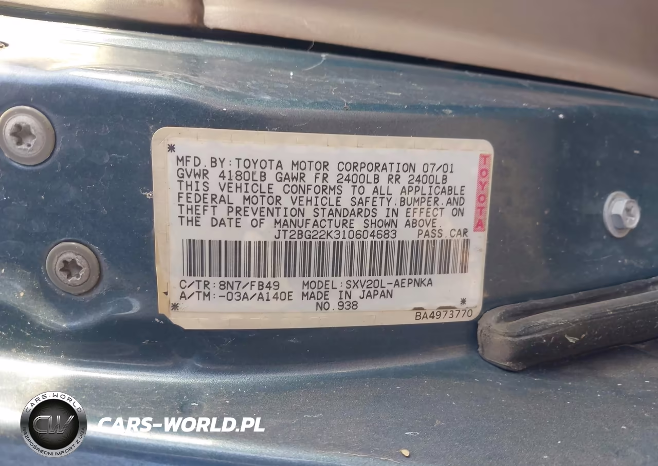 2001 Toyota Camry Le VIN:JT2BG22K310604683 - 9