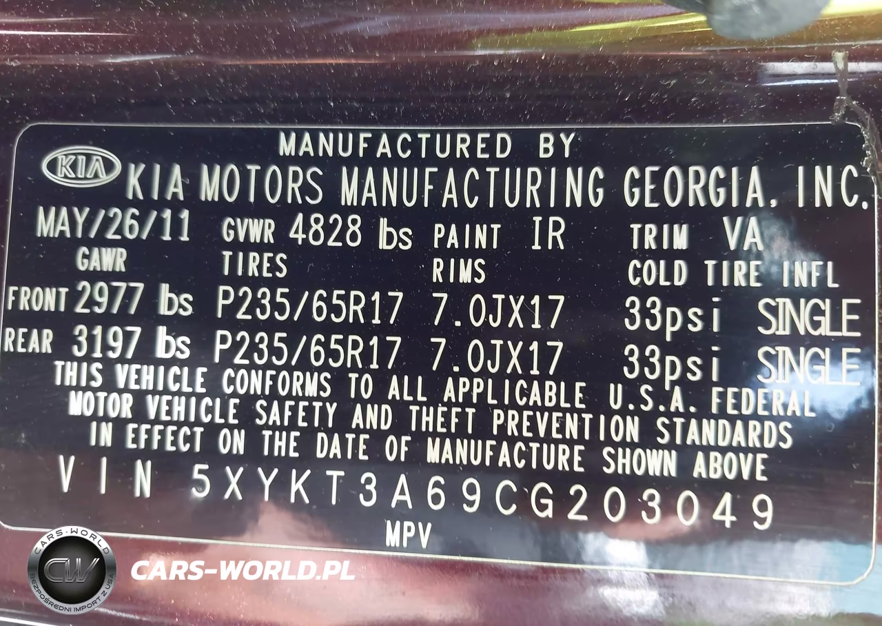 2012 Kia Sorento Lx VIN:5XYKT3A69CG203049 - 9