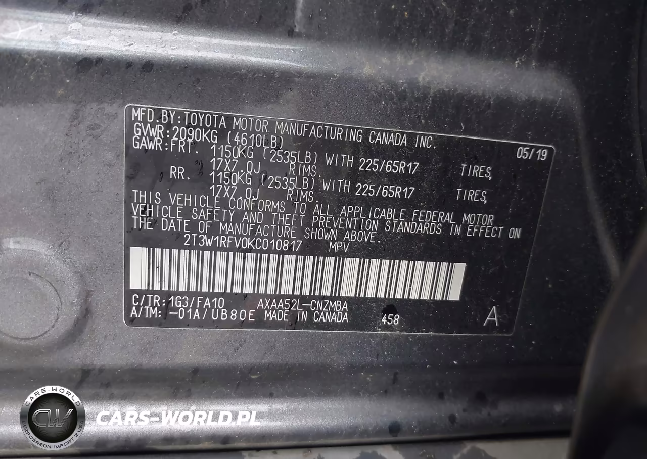 2019 Toyota Rav4 Xle VIN:2T3W1RFV0KC010817 - 9