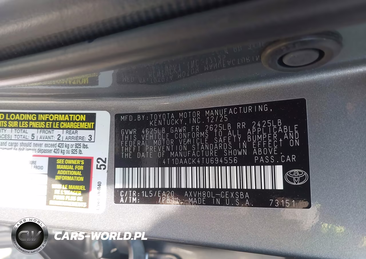 2026 Toyota Camry Se VIN:4T1DAACK4TU694556 - 9