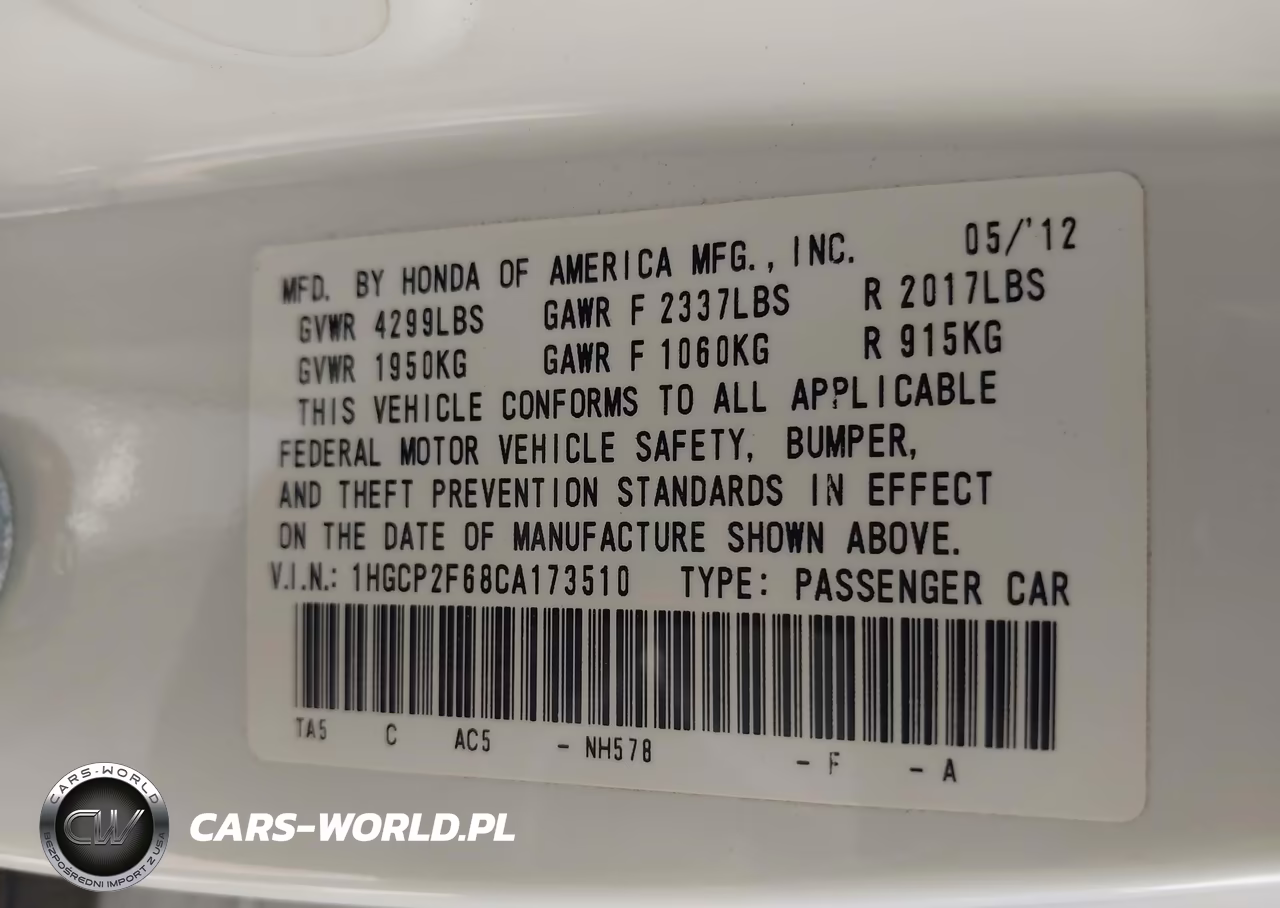 2012 Honda Accord 2.4 Se VIN:1HGCP2F68CA173510 - 9