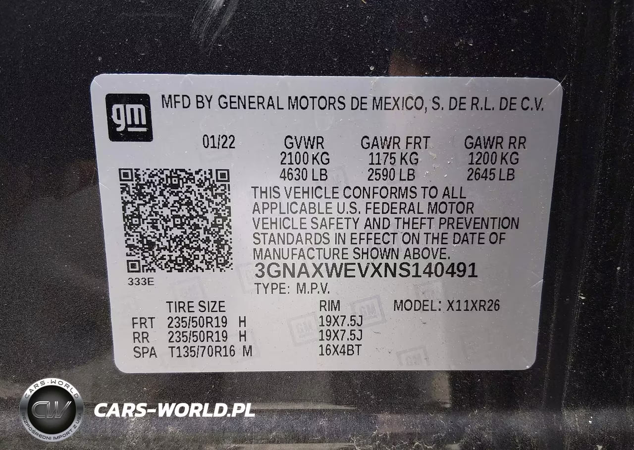 2022 Chevrolet Equinox Awd Rs VIN:3GNAXWEVXNS140491 - 9